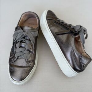 FRANKIE 4 Billie Zip Lace-Up Leather Casual Shoes Women's Size 7 Gunmetal